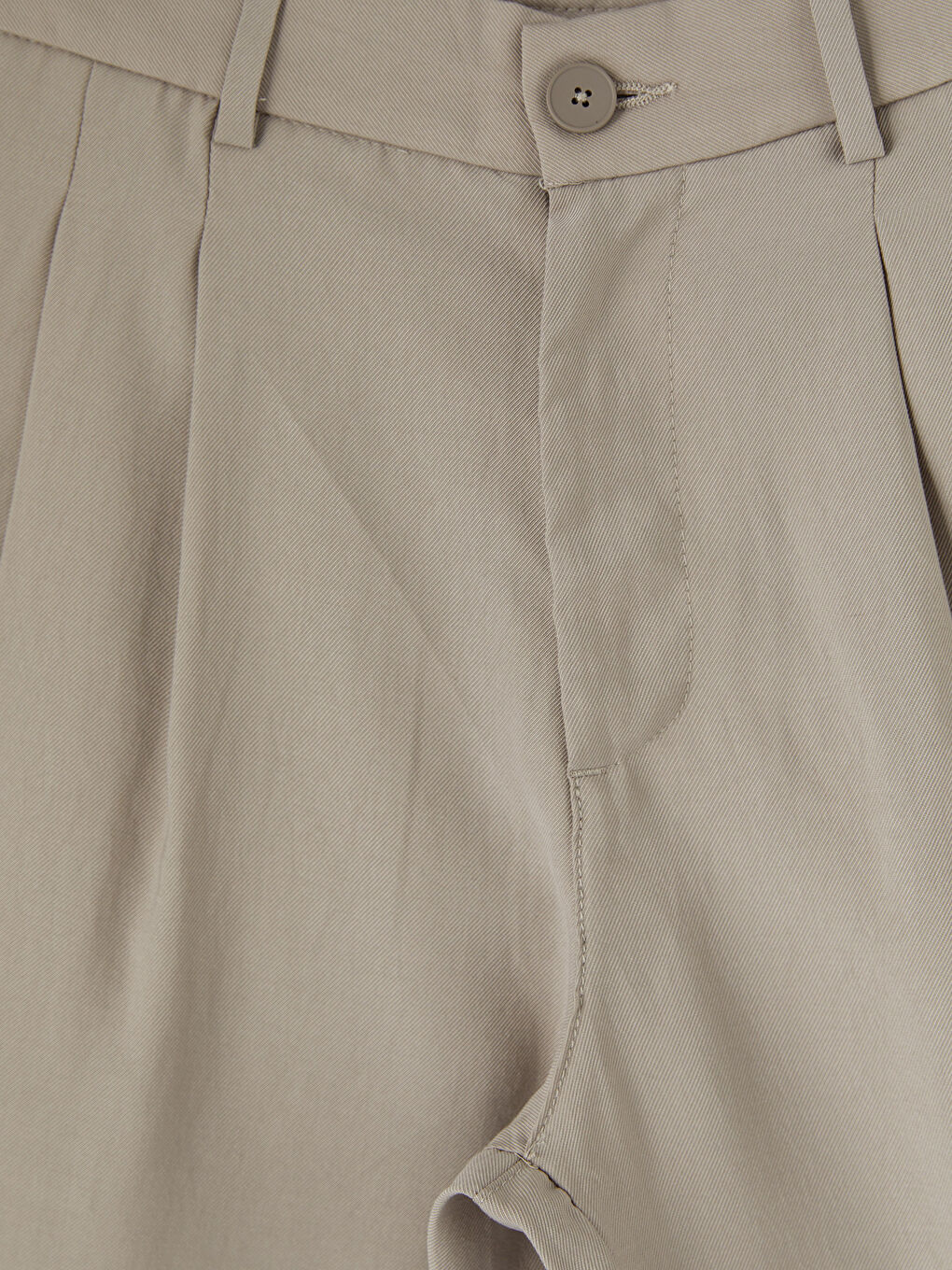 Bej Regular Fit Gabardin Erkek Pileli Pantolon-2