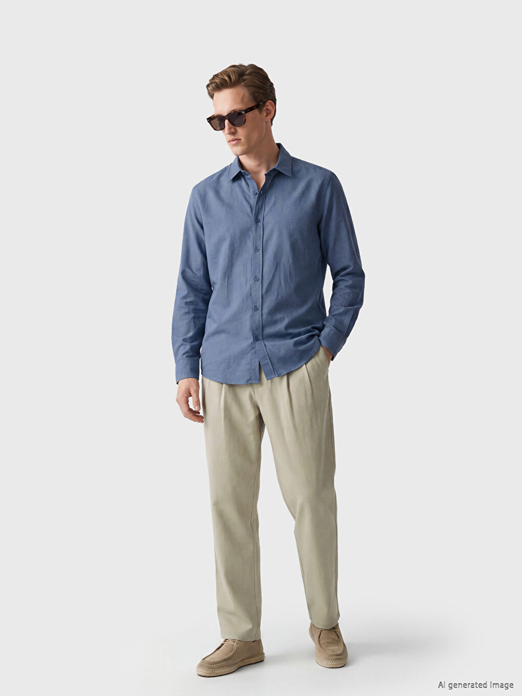 Regular Fit Gabardine Men's Pleated Trousers-1