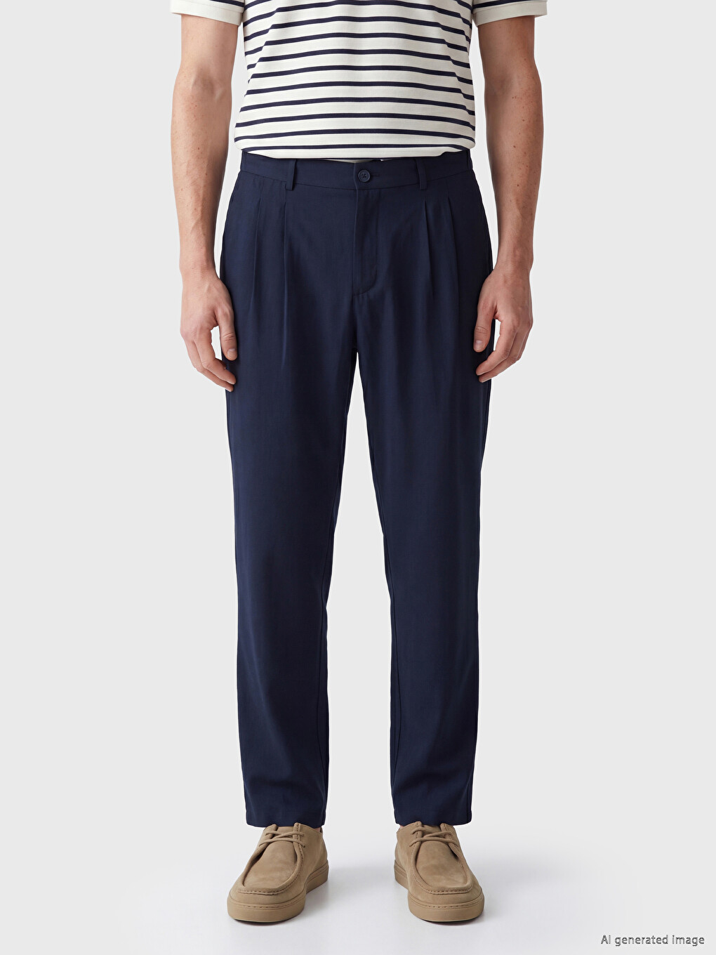 Regular Fit Gabardine Men's Pleated Trousers-1