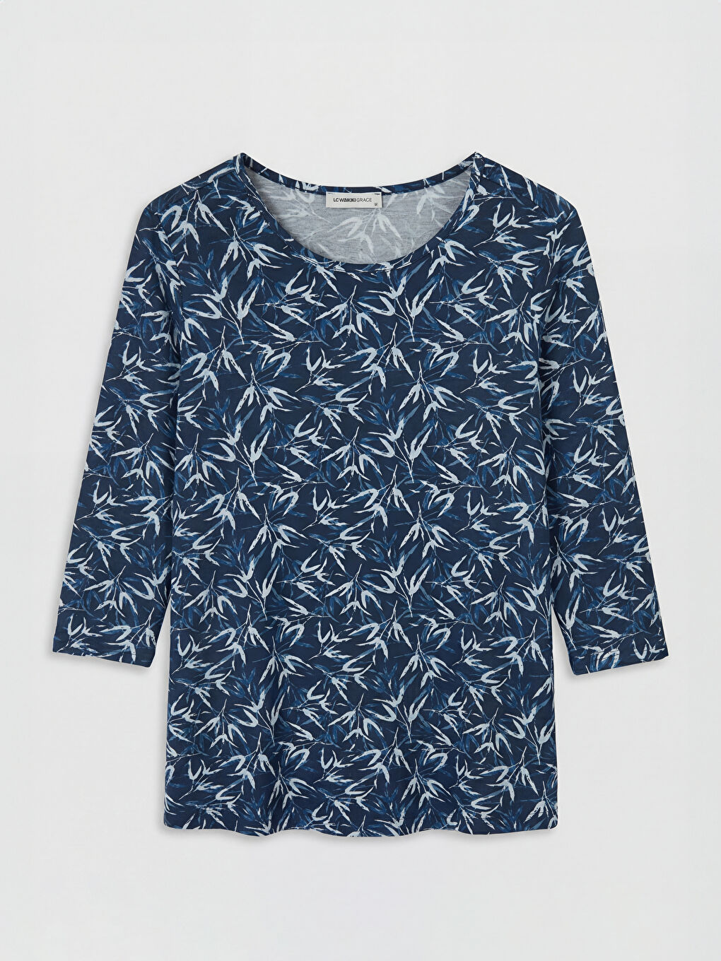 Mavi Bisiklet Yaka Desenli Kadın Tişört