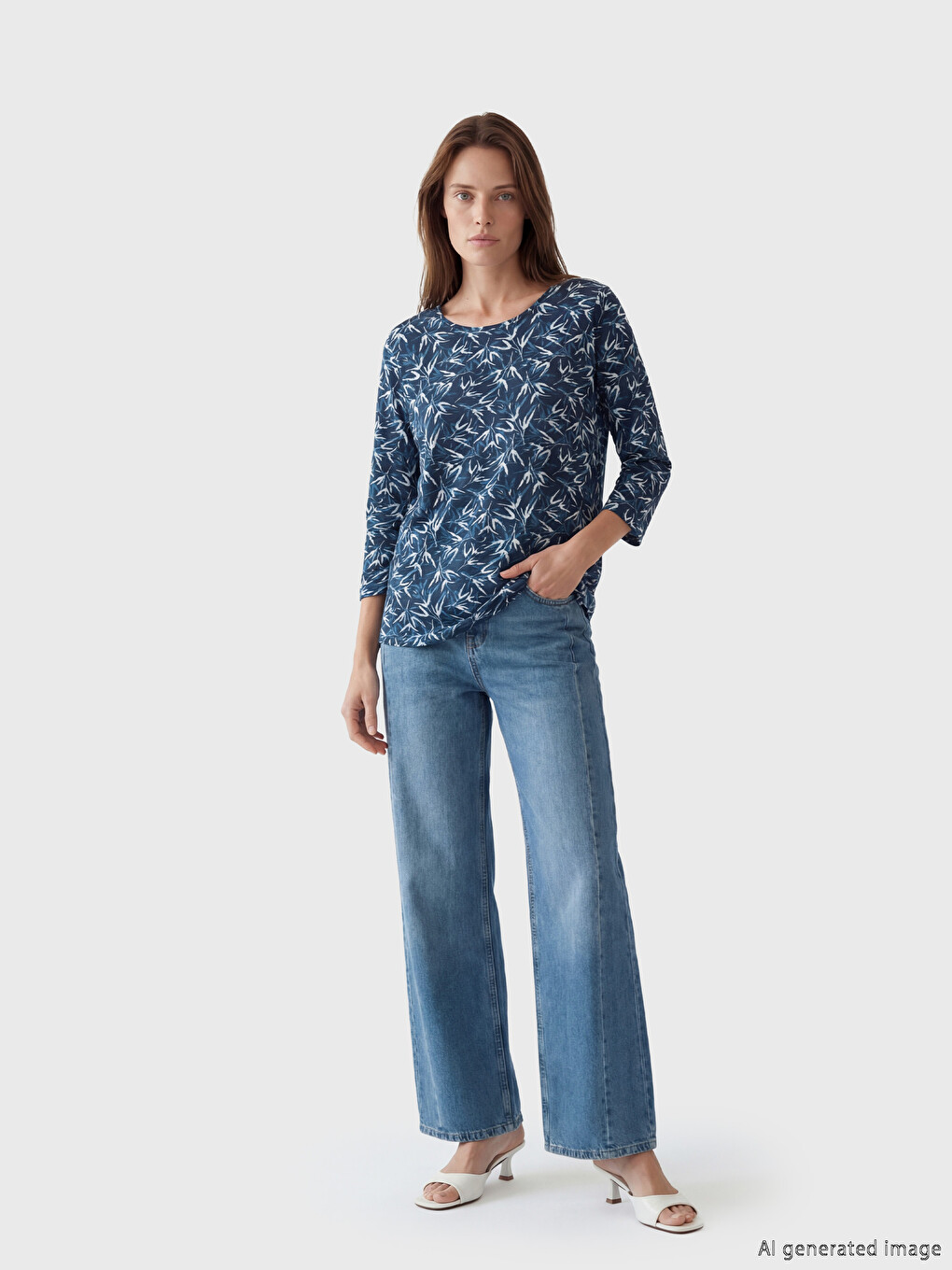 Crew Neck Patterned Women's T-Shirt-1