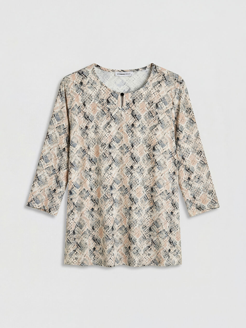 Karışık Bisiklet Yaka Desenli Bluz