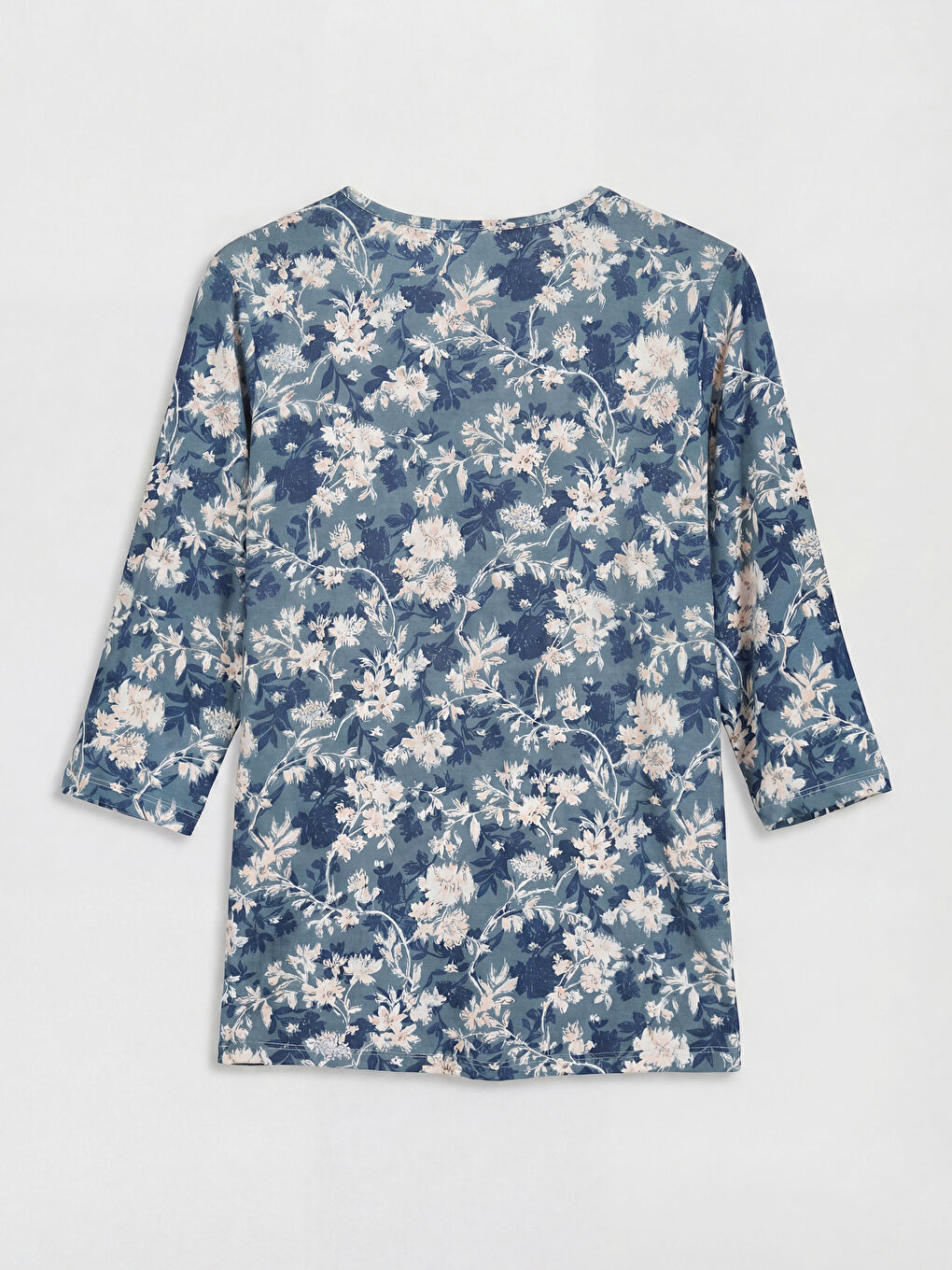 Mavi Bisiklet Yaka Çiçekli Bluz-5