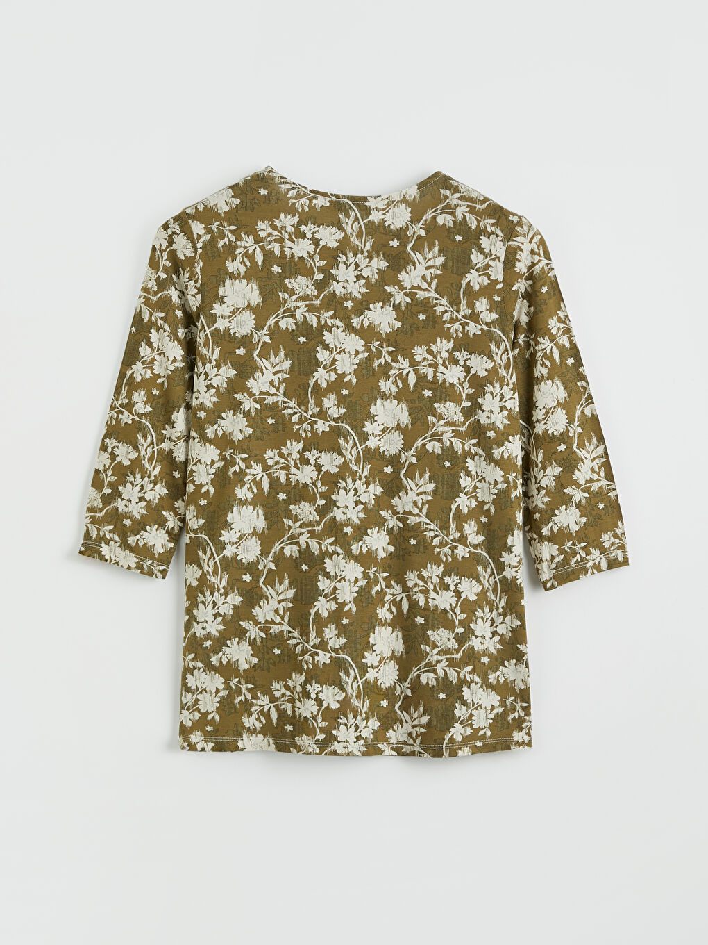 Kahverengi Bisiklet Yaka Çiçekli Bluz-5