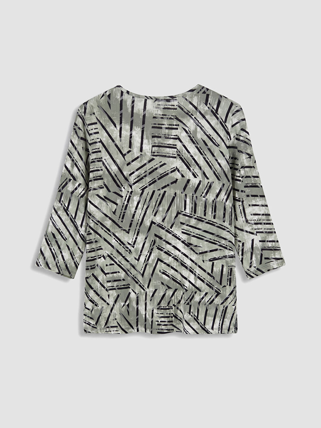 Yeşil Bisiklet Yaka Desenli Bluz-1