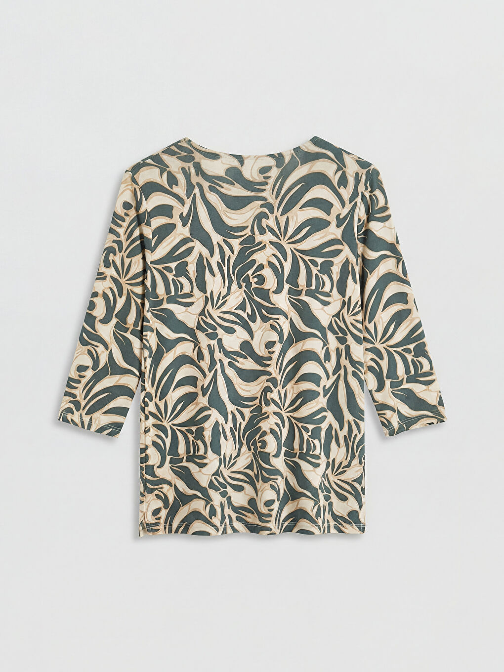 Yeşil Bisiklet Yaka Desenli Bluz-1