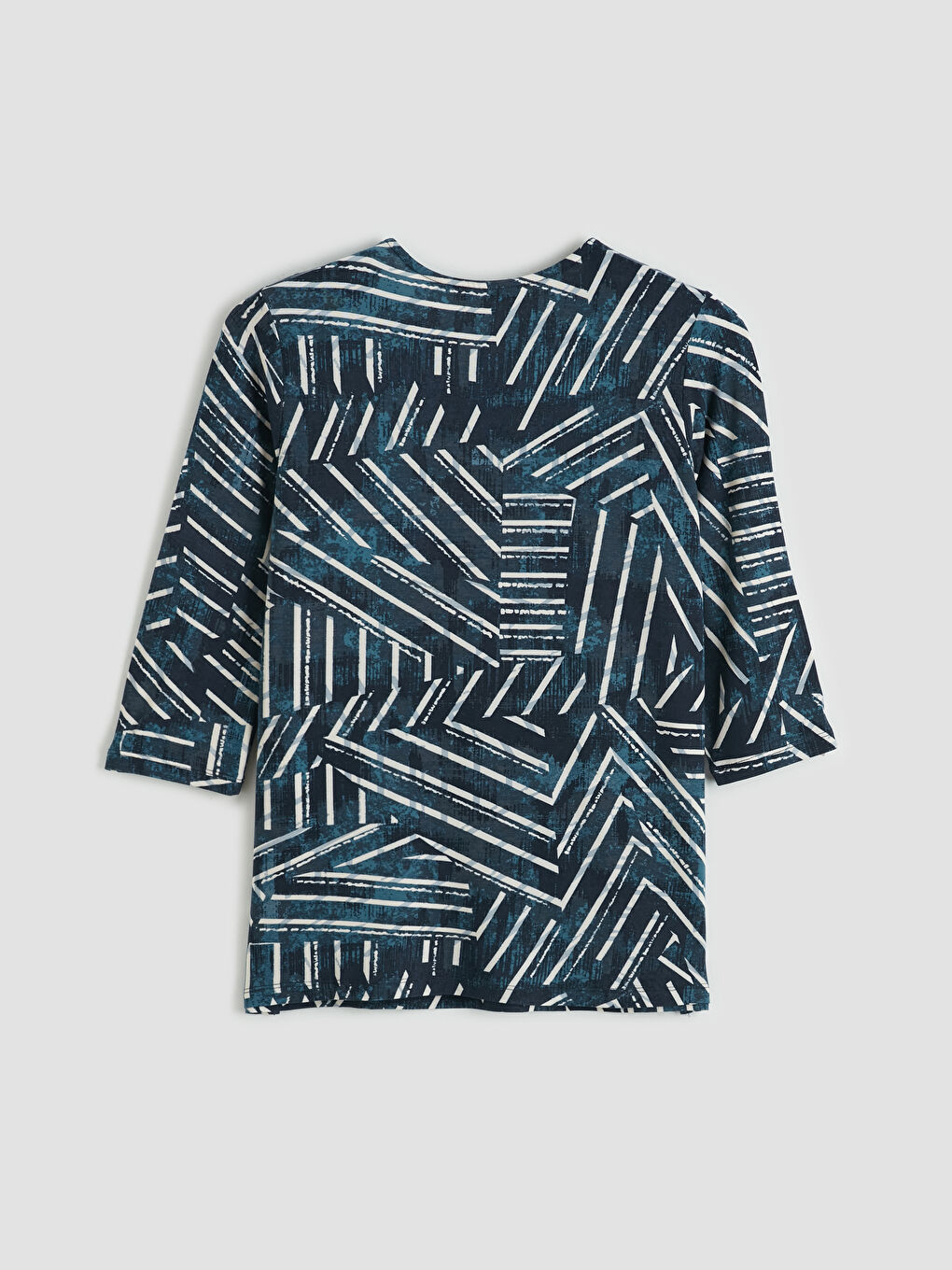 Lacivert Bisiklet Yaka Desenli Bluz-1