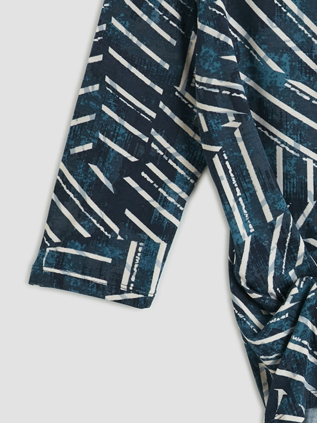 Lacivert Bisiklet Yaka Desenli Bluz-2