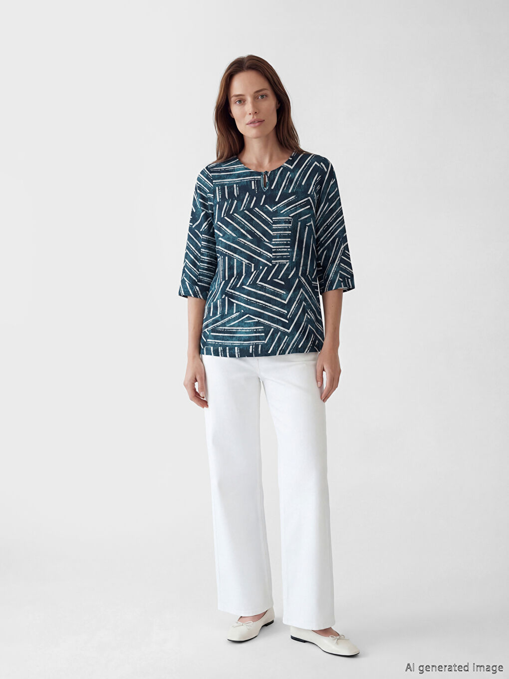 Жена Морско-Синьо Блуза-1