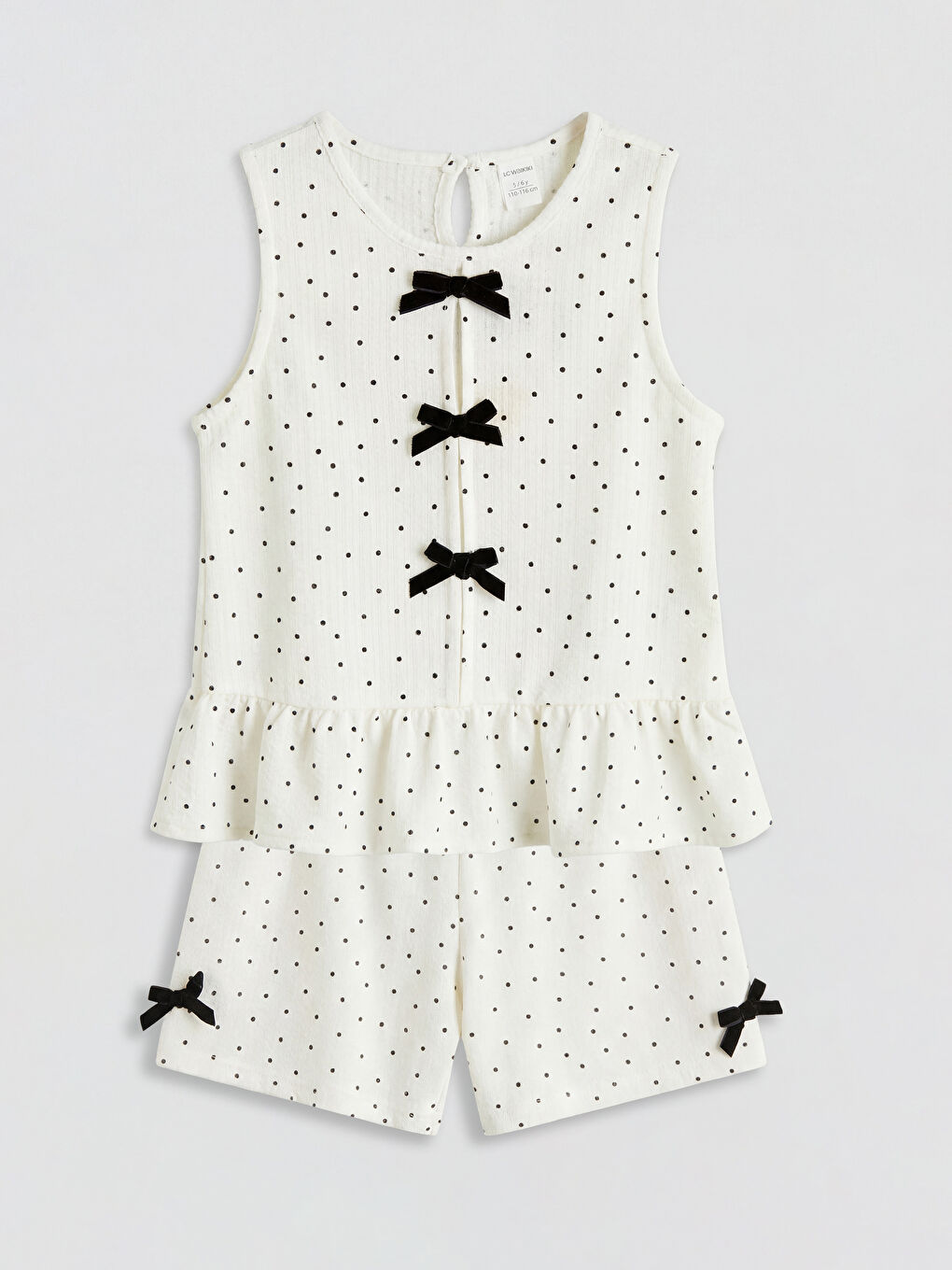 Ekru Puantiyeli Kız Çocuk Takım