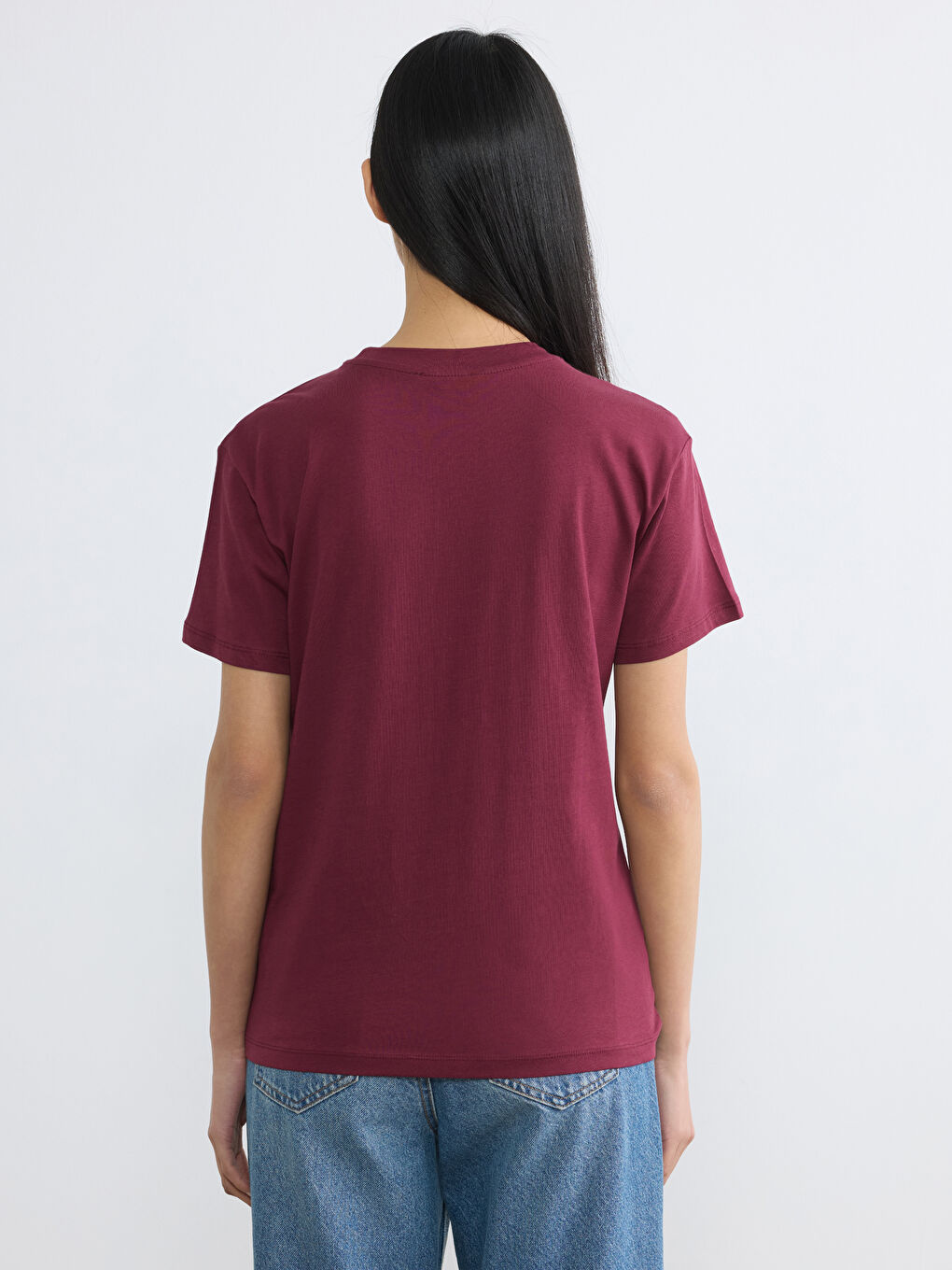 дөңгелек жағалы venice принтті әйелдер футболкасы-3