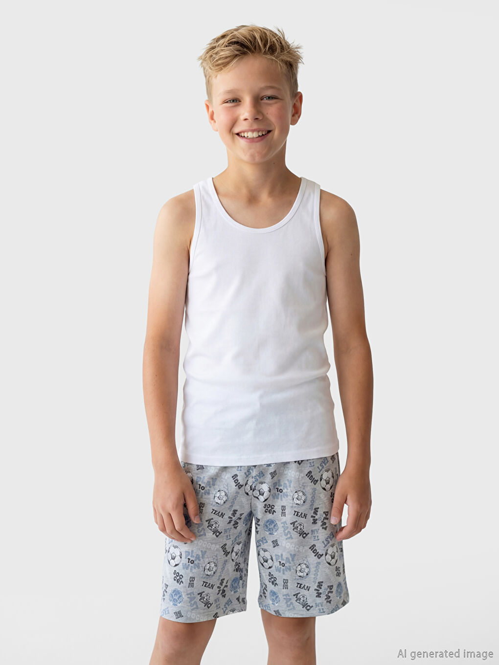 Mavi Bisiklet Yaka Erkek Çocuk Pamuklu Atlet 2'li-2