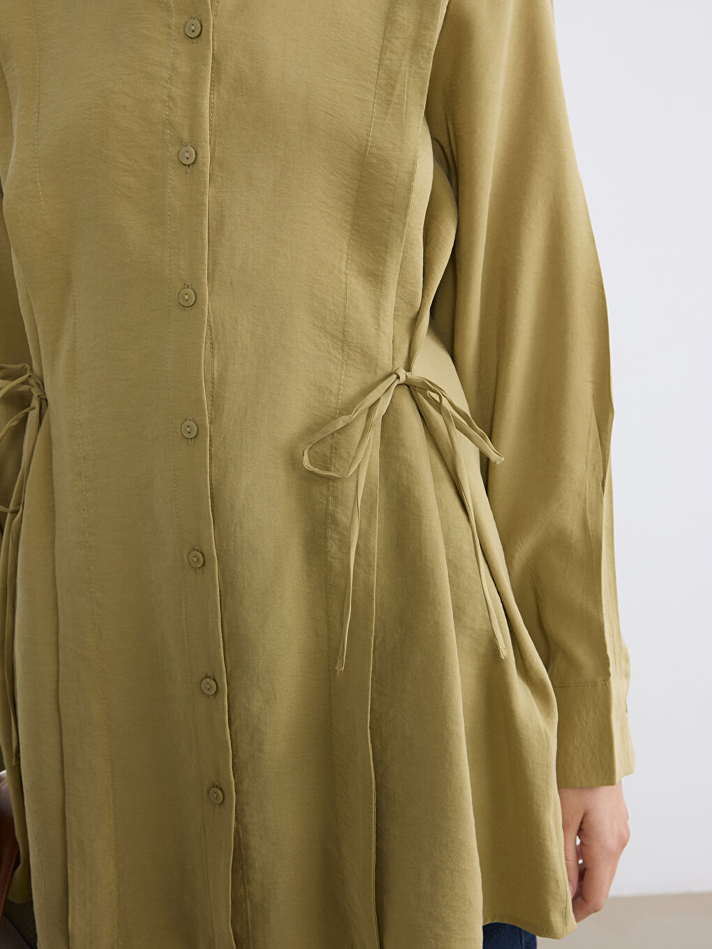 Yeşil Modal Karışımlı Kadın Gömlek Tunik-2