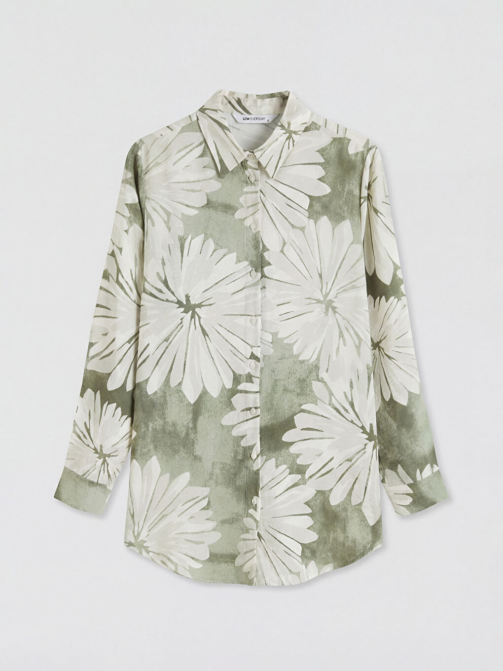 Yeşil Çiçekli Kadın Gömlek Tunik-4