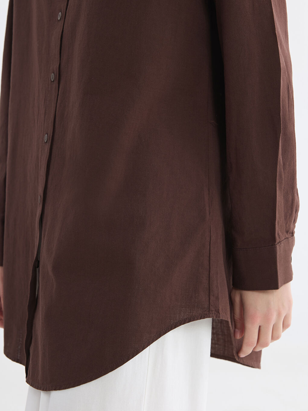 Kahverengi Regular Fit Kadın Gömlek Tunik-2