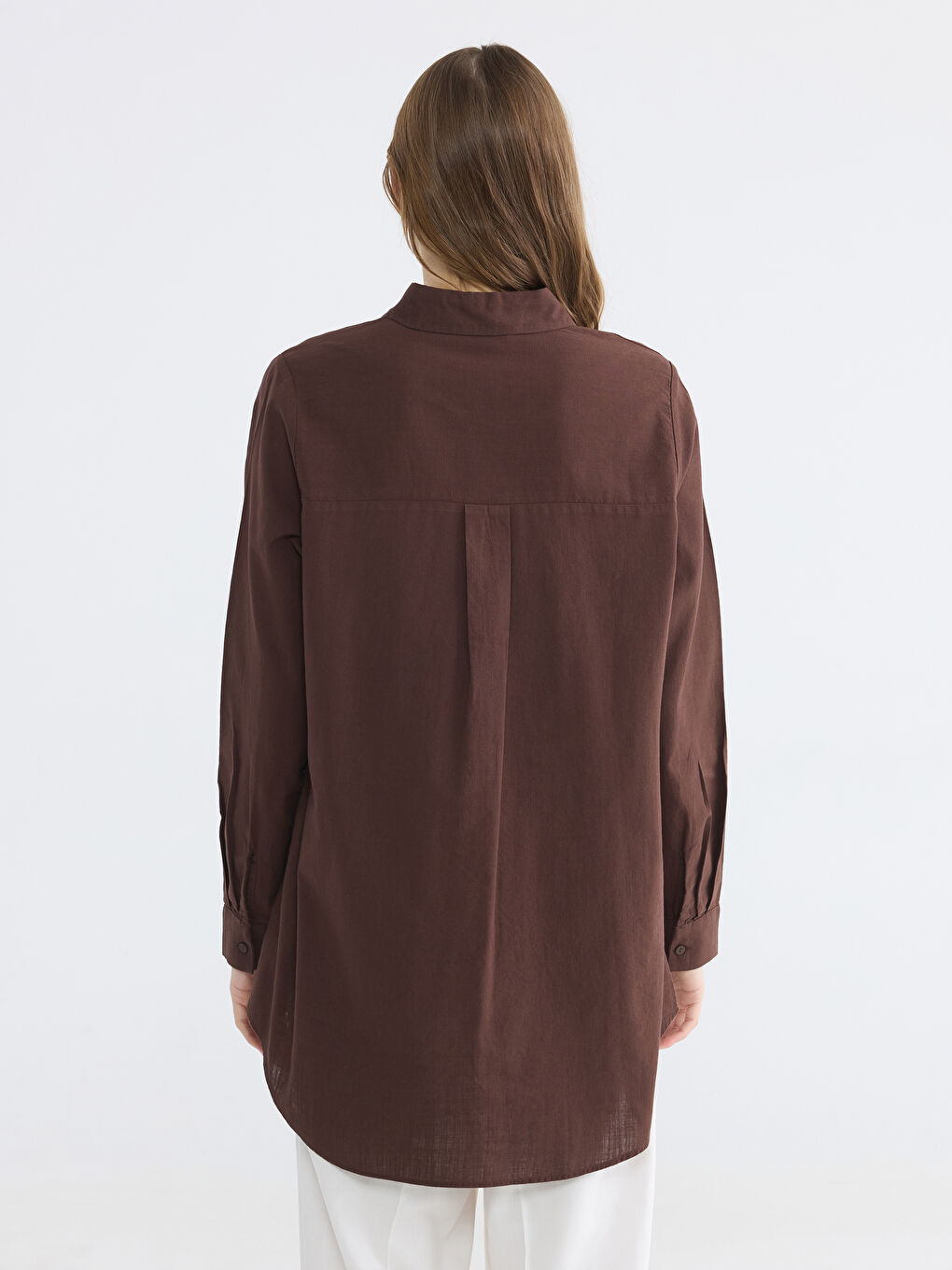 Kahverengi Regular Fit Kadın Gömlek Tunik-3