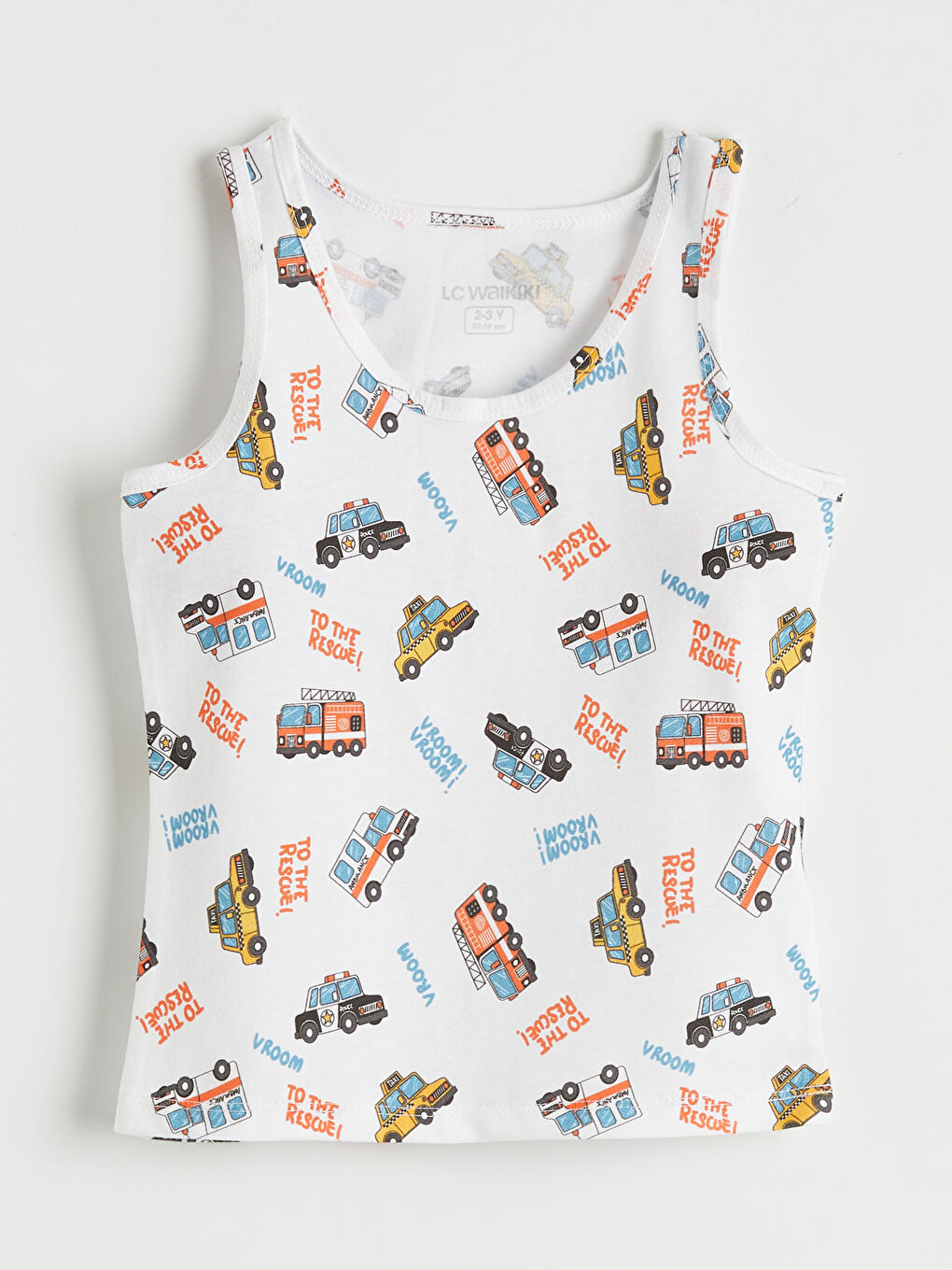 Beyaz Bisiklet Yaka Baskılı Erkek Çocuk Atlet 2'li-1