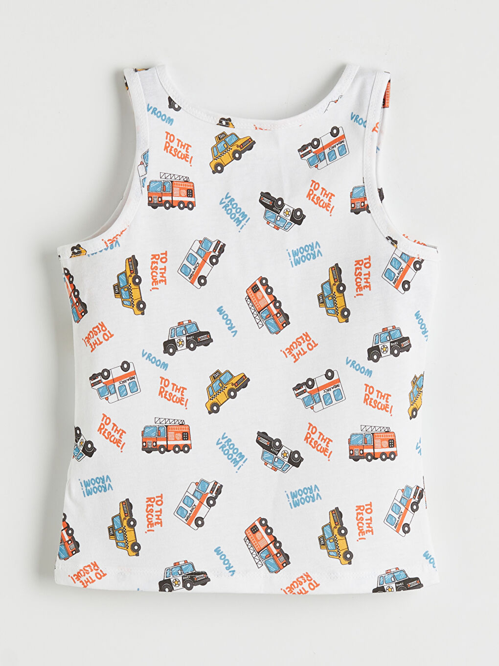 Beyaz Bisiklet Yaka Baskılı Erkek Çocuk Atlet 2'li-2