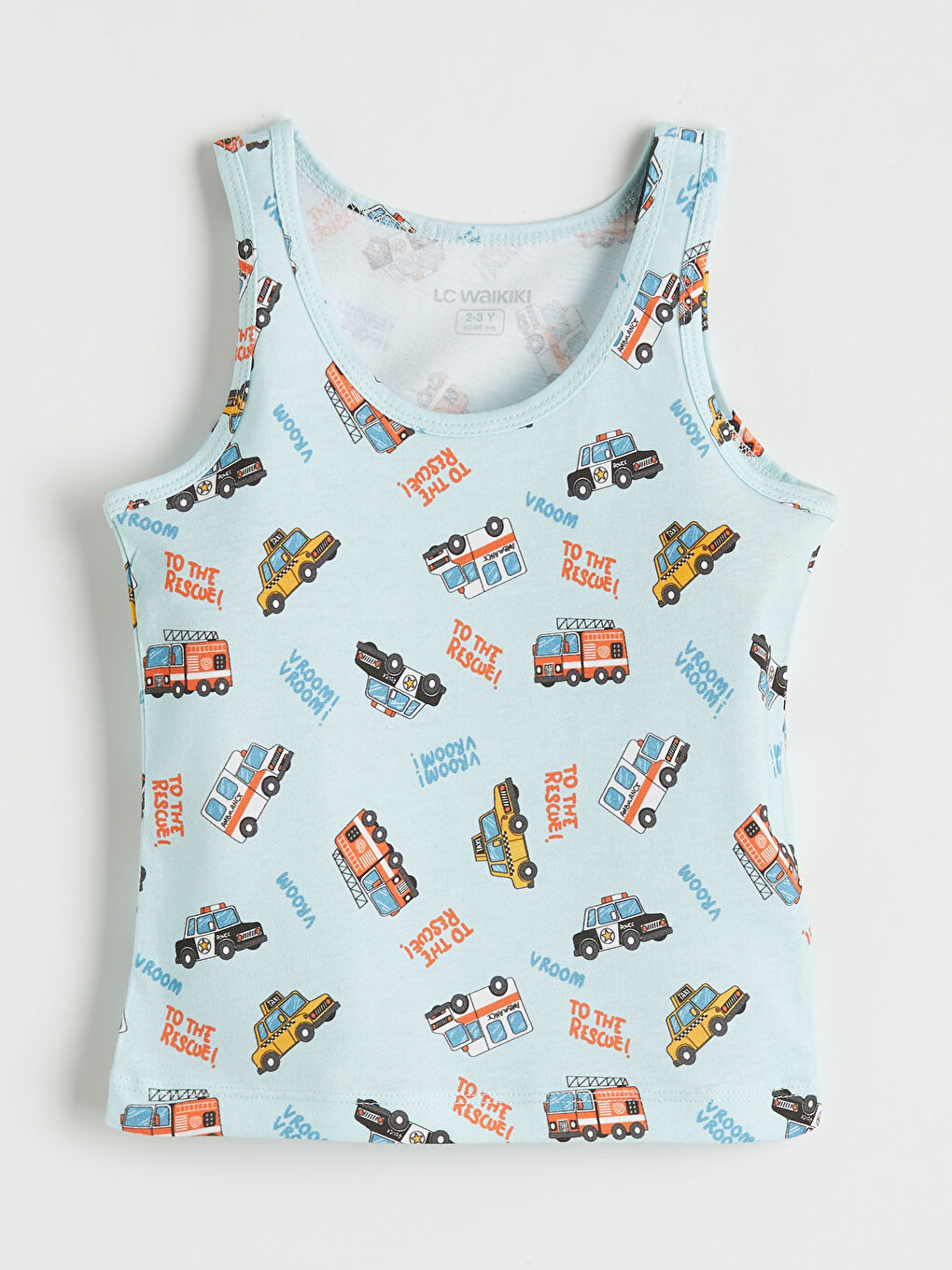 Beyaz Bisiklet Yaka Baskılı Erkek Çocuk Atlet 2'li-3