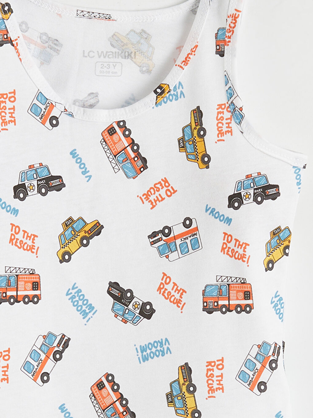 Beyaz Bisiklet Yaka Baskılı Erkek Çocuk Atlet 2'li-5