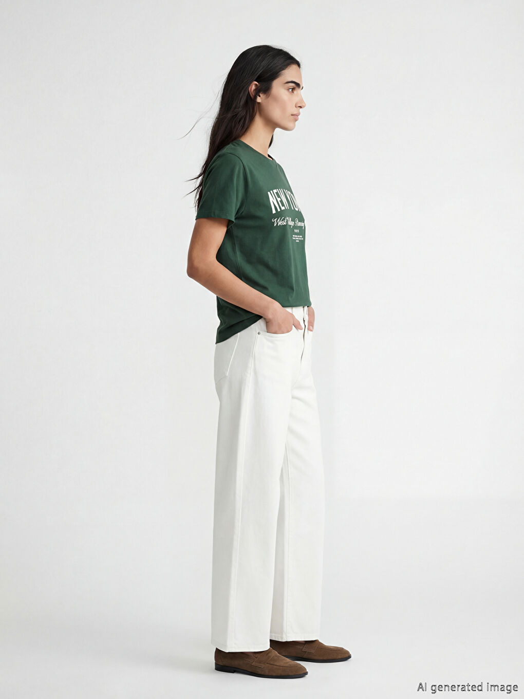 Женщины Зелёный Футболка-1