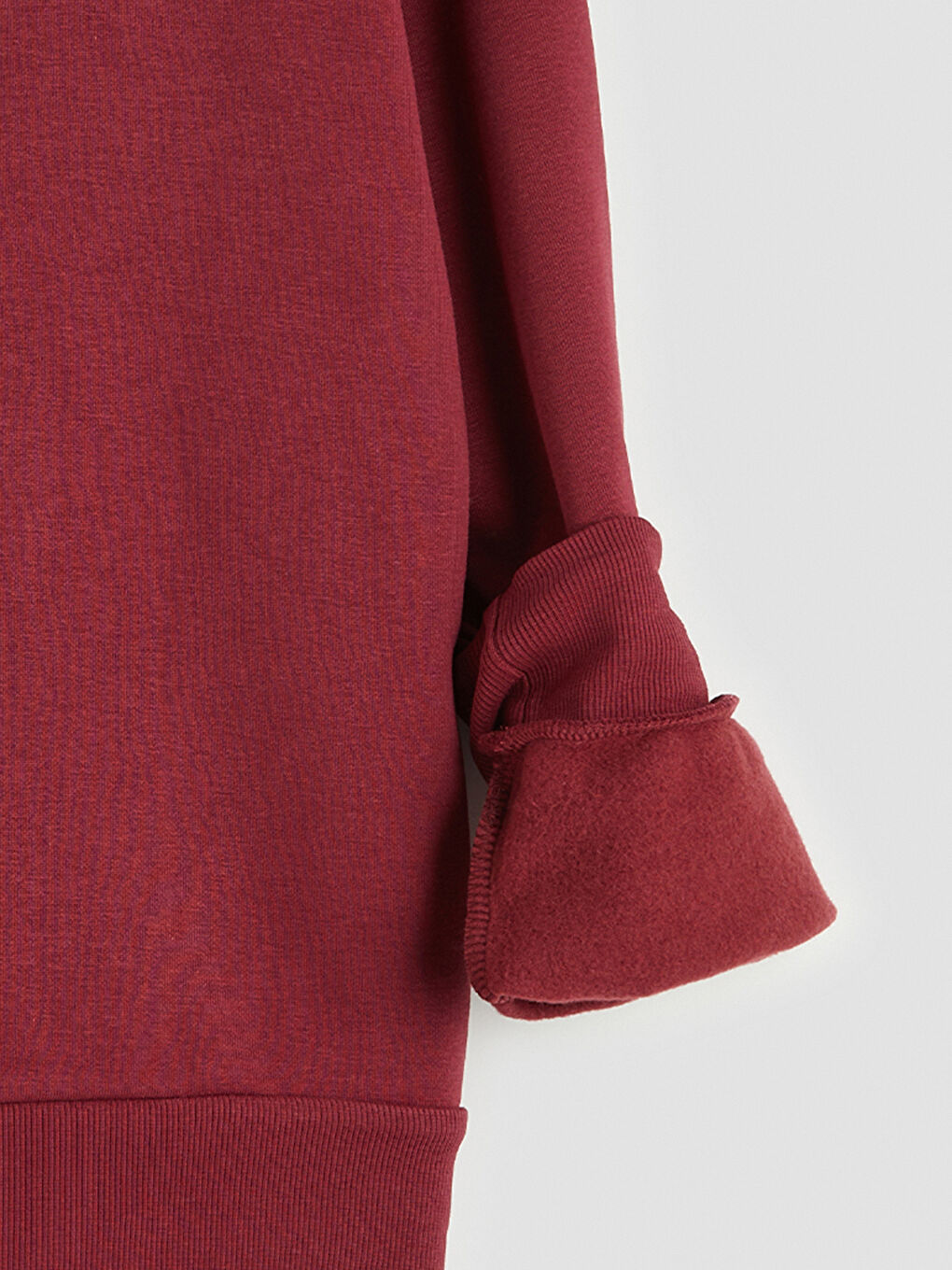 Bordo Baskılı Kız Çocuk Kalın Sweatshirt-2