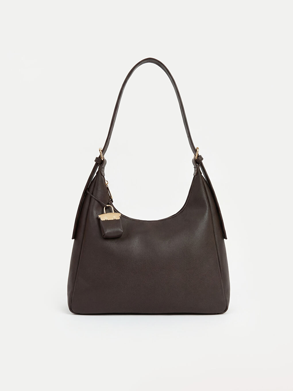 Kahverengi Deri Görünümlü Kadın Moon Çanta