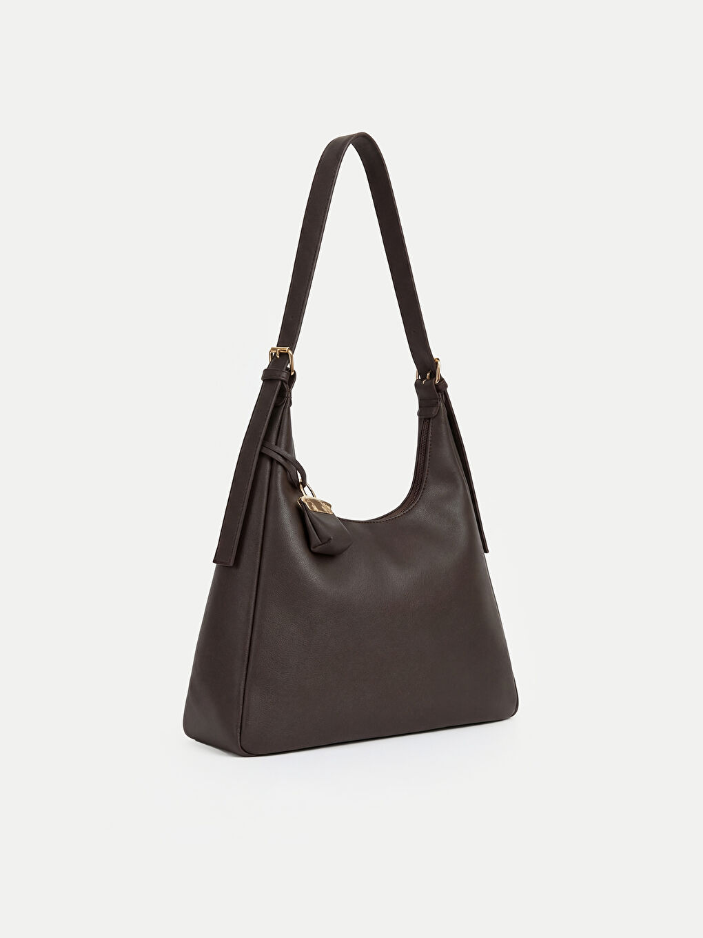 Kahverengi Deri Görünümlü Kadın Moon Çanta-1