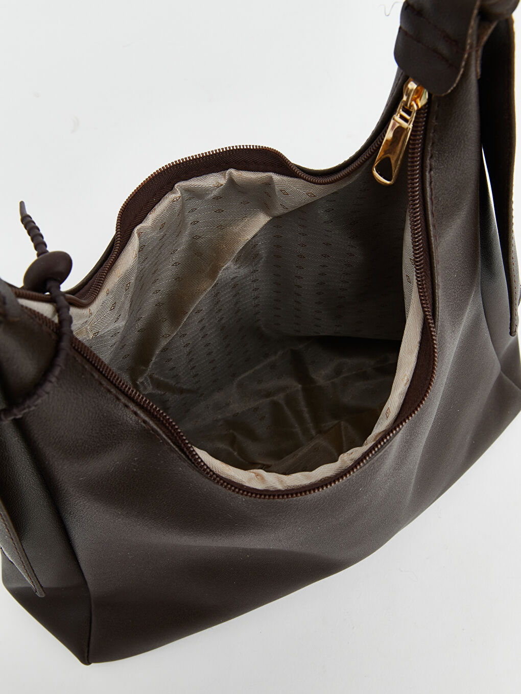 Kahverengi Deri Görünümlü Kadın Moon Çanta-3