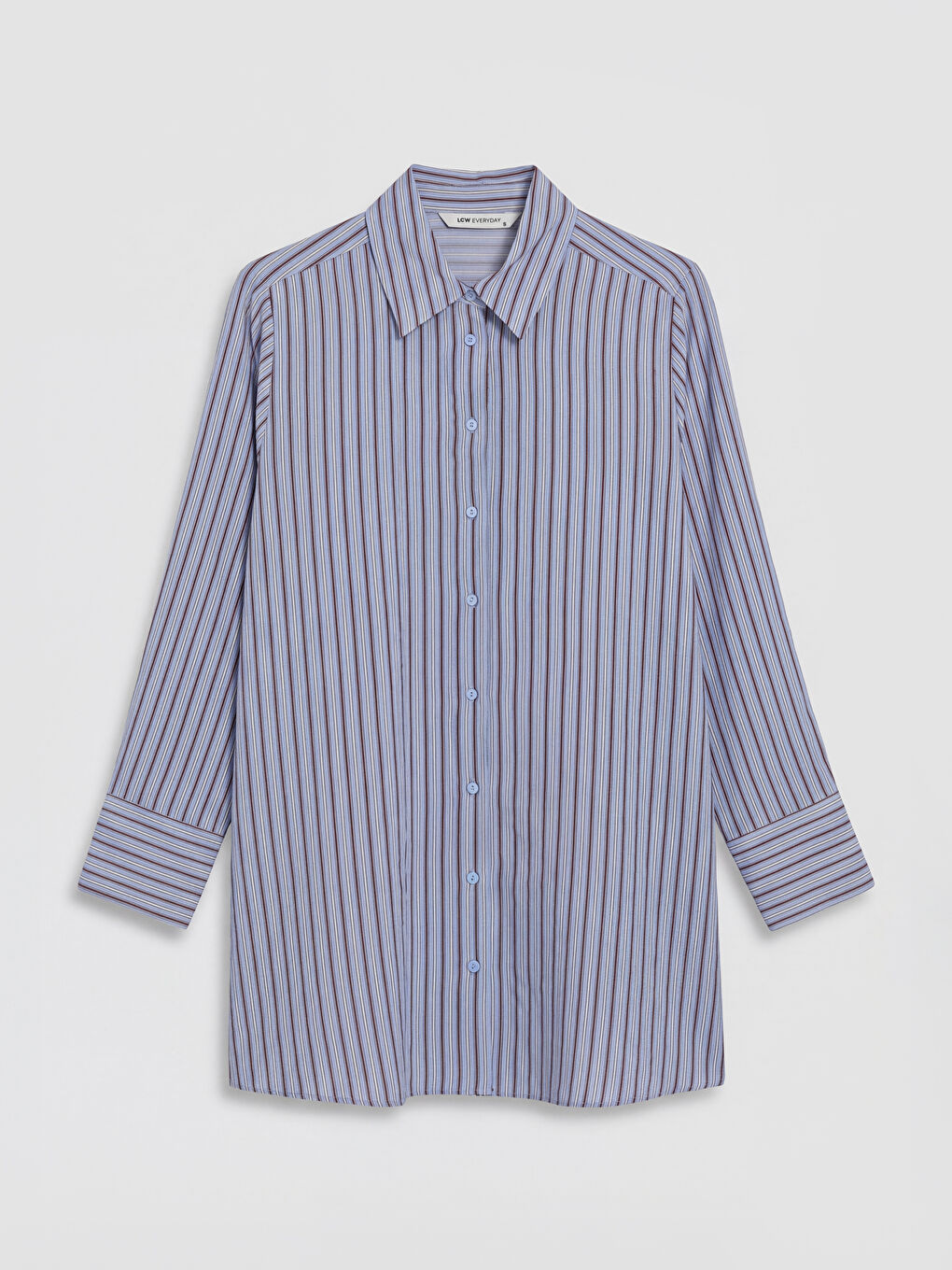 Mavi Çizgili Oversize Kadın Gömlek Tunik-4