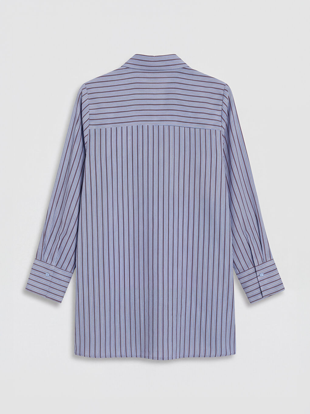 Mavi Çizgili Oversize Kadın Gömlek Tunik-5