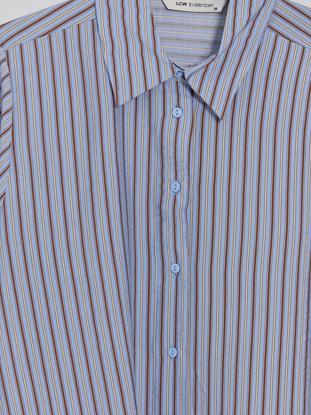 Mavi Çizgili Oversize Kadın Gömlek Tunik-6