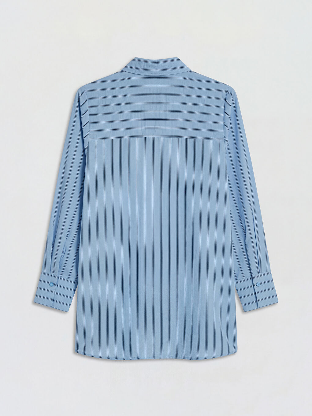 Mavi Çizgili Oversize Kadın Gömlek Tunik-1