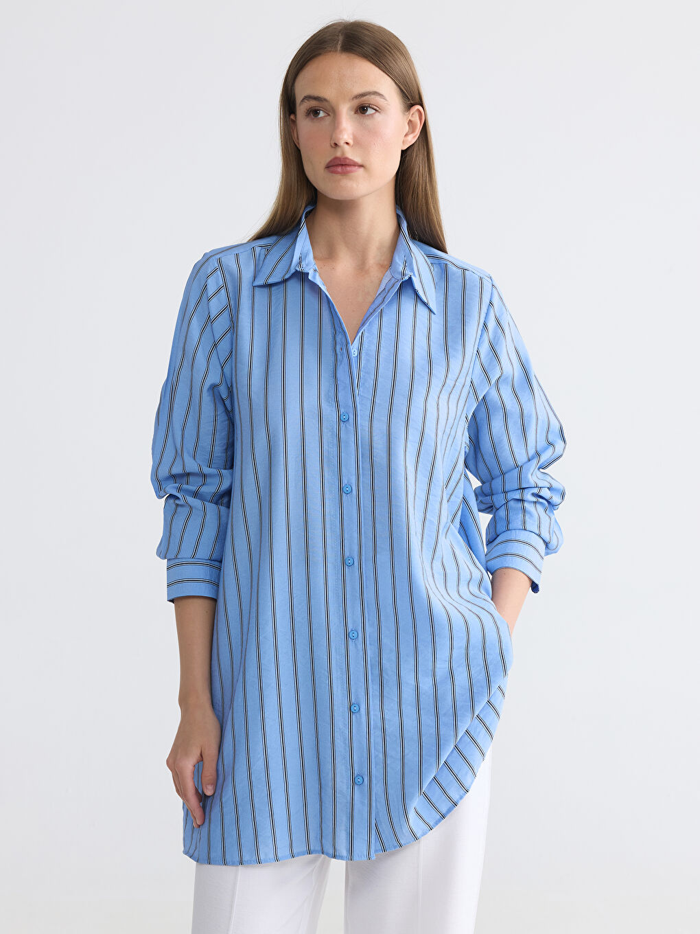 Striped Oversize Women's Shirt Tunic
