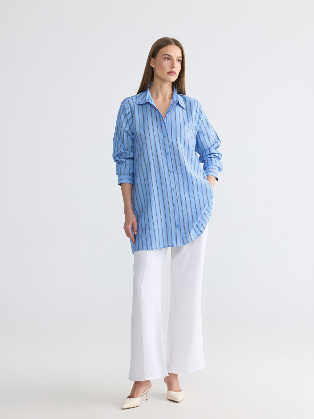 Striped Oversize Women's Shirt Tunic-1