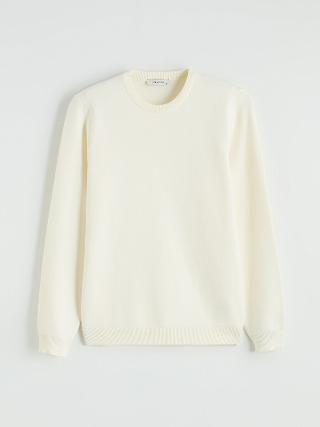 Ekru Bisiklet Yaka Erkek Triko Kazak