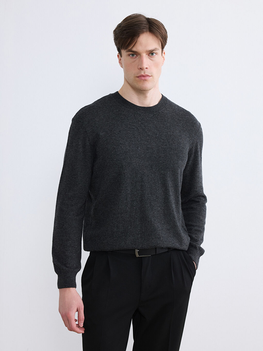 Antrasit Bisiklet Yaka Erkek Triko Kazak