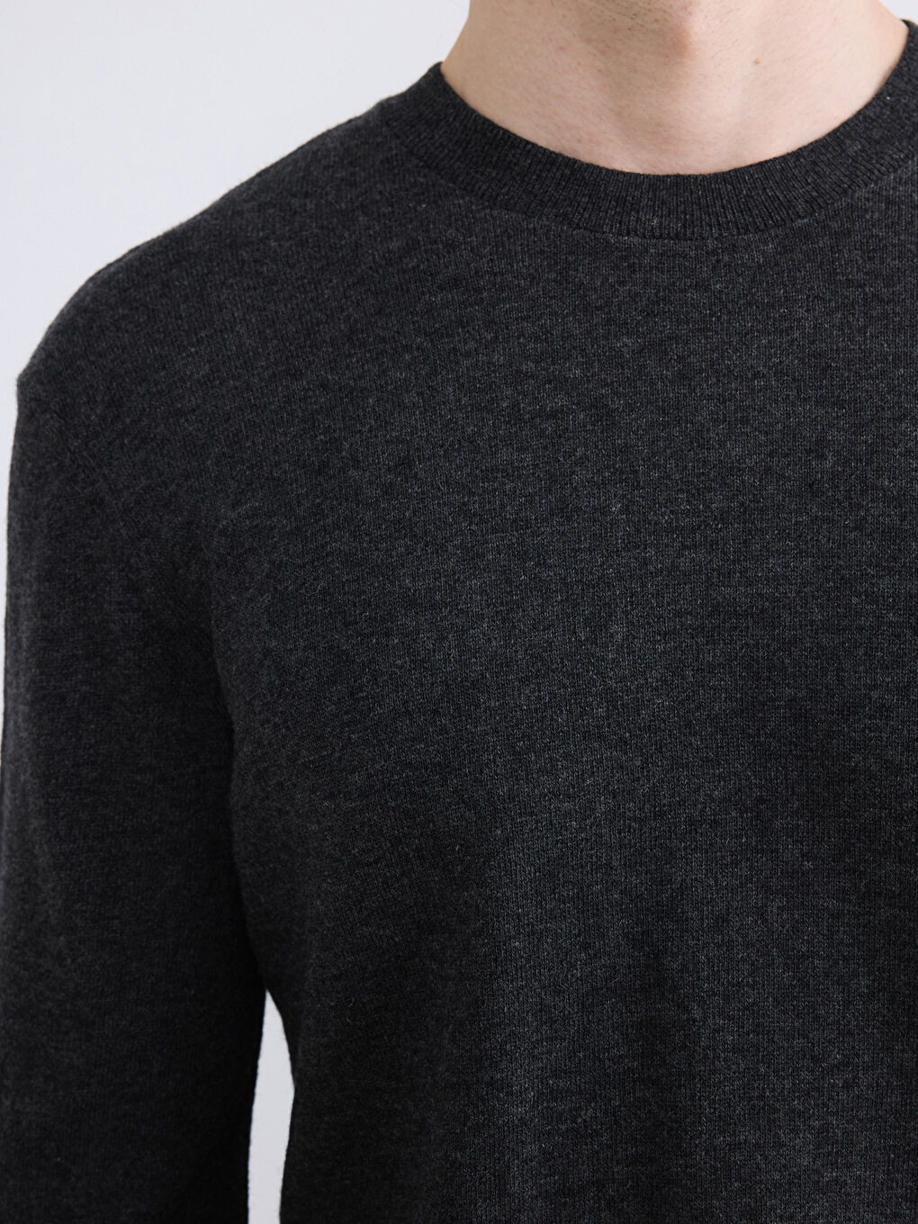 Antrasit Bisiklet Yaka Erkek Triko Kazak-2