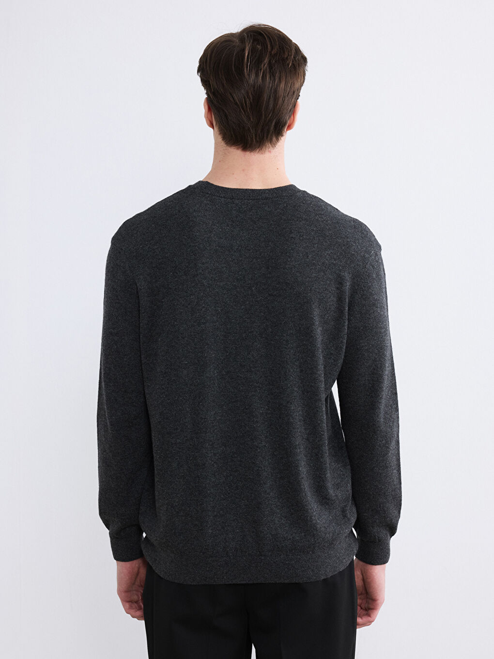 Antrasit Bisiklet Yaka Erkek Triko Kazak-3