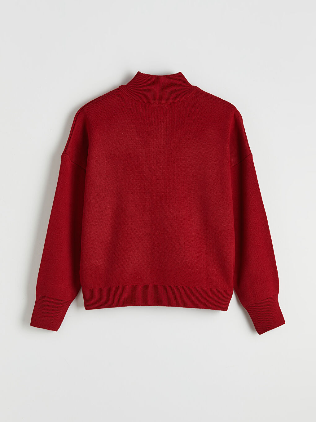 Kırmızı Dik Yaka Kadın Triko Kazak	-1