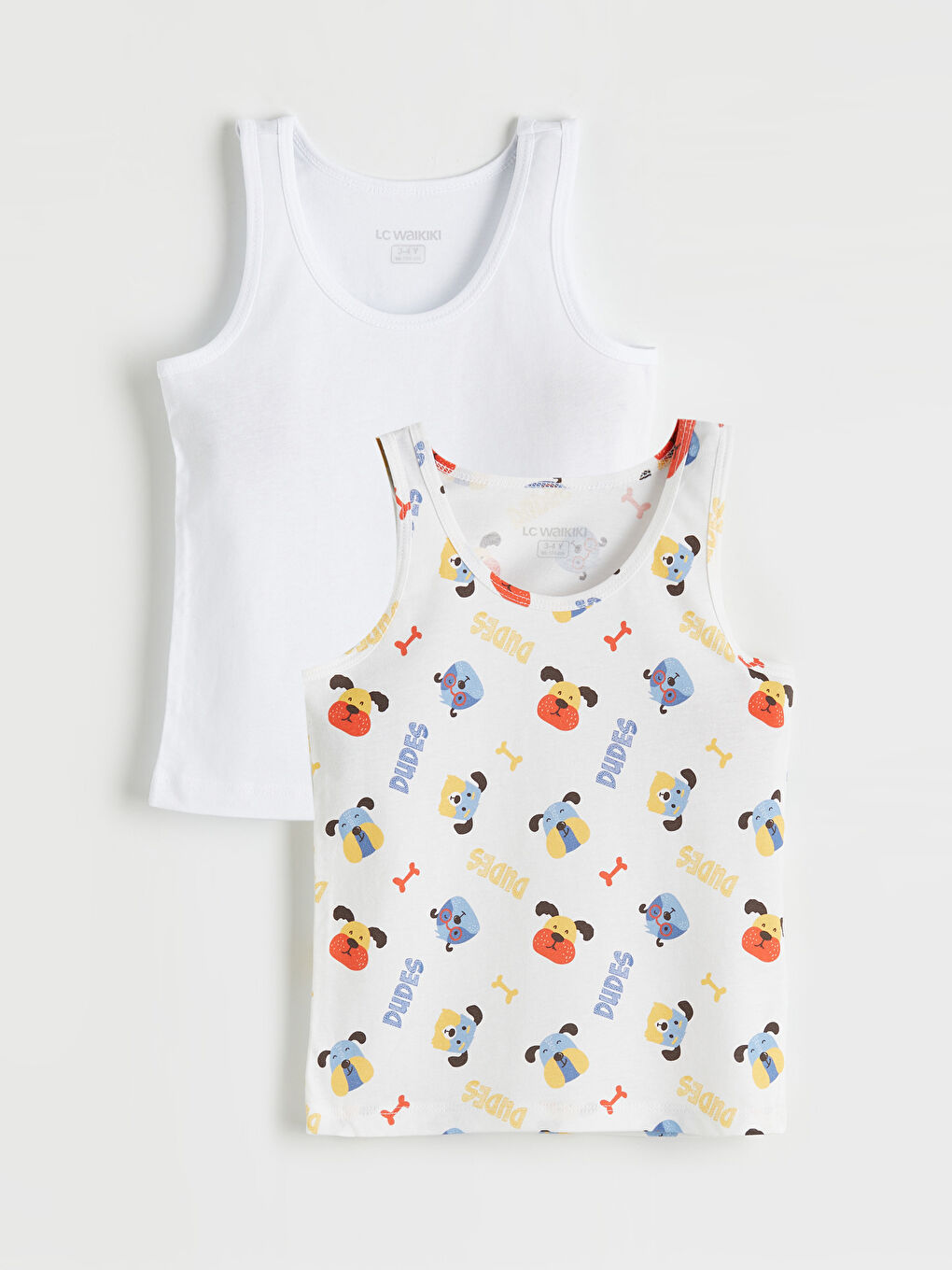 Beyaz Bisiklet Yaka Erkek Çocuk Atlet 2'li