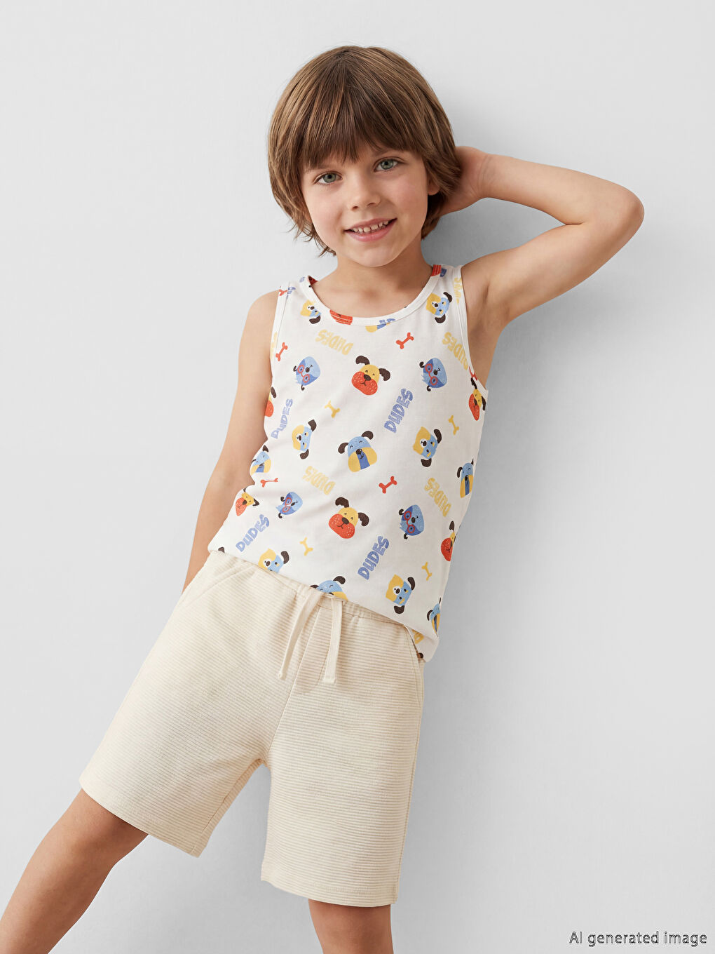 Beyaz Bisiklet Yaka Erkek Çocuk Pamuklu Atlet 2'li-1