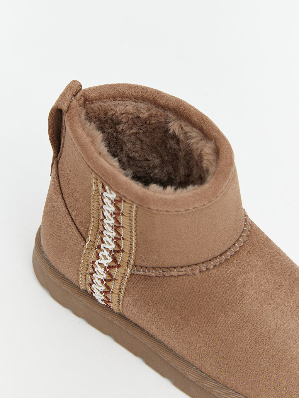 Bej Nakış Detaylı İçi Suni Kürklü Kız Çocuk Bot-3