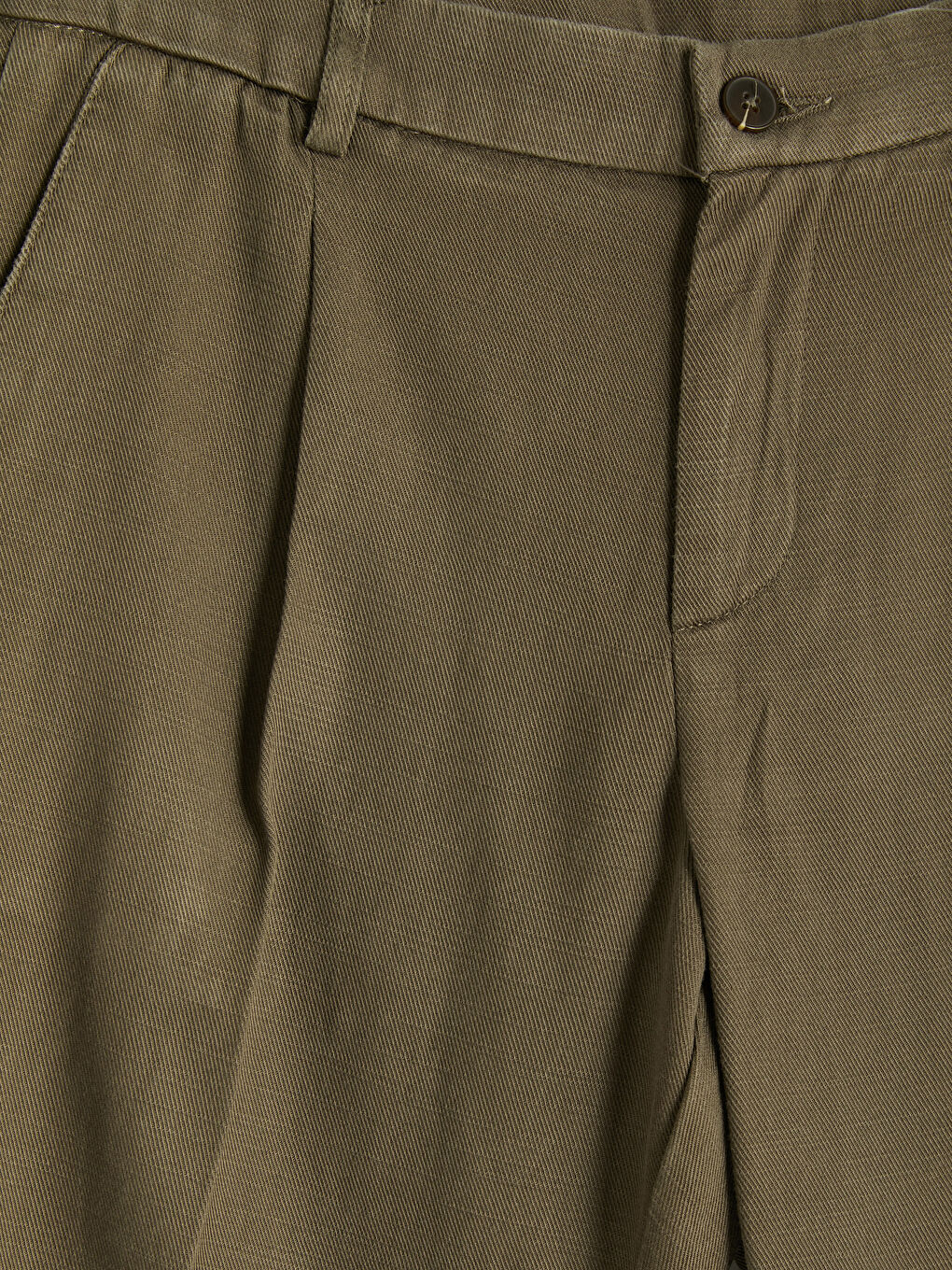 Haki Regular Fit Erkek Pileli Pantolon-2