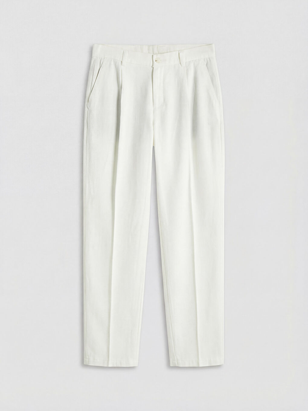 Ekru Regular Fit Erkek Pileli Pantolon