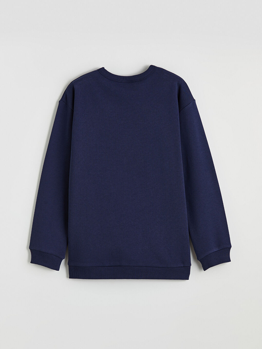 Lacivert Bisiklet Yaka Nakışlı Erkek Çocuk Kalın Sweatshirt-3