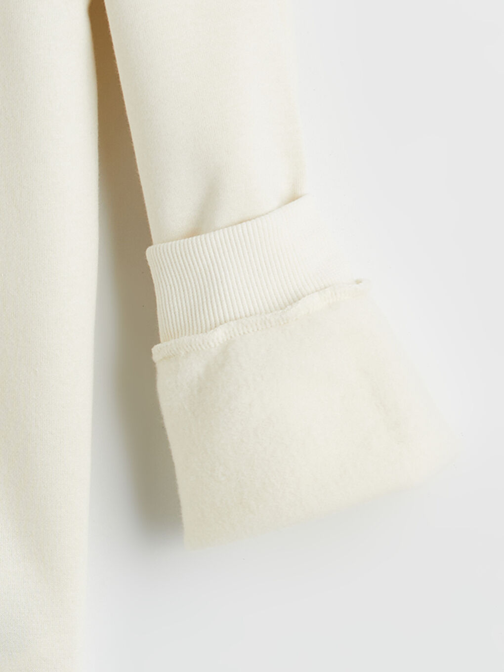 Ekru Bisiklet Yaka Nakışlı Erkek Çocuk Kalın Sweatshirt-2