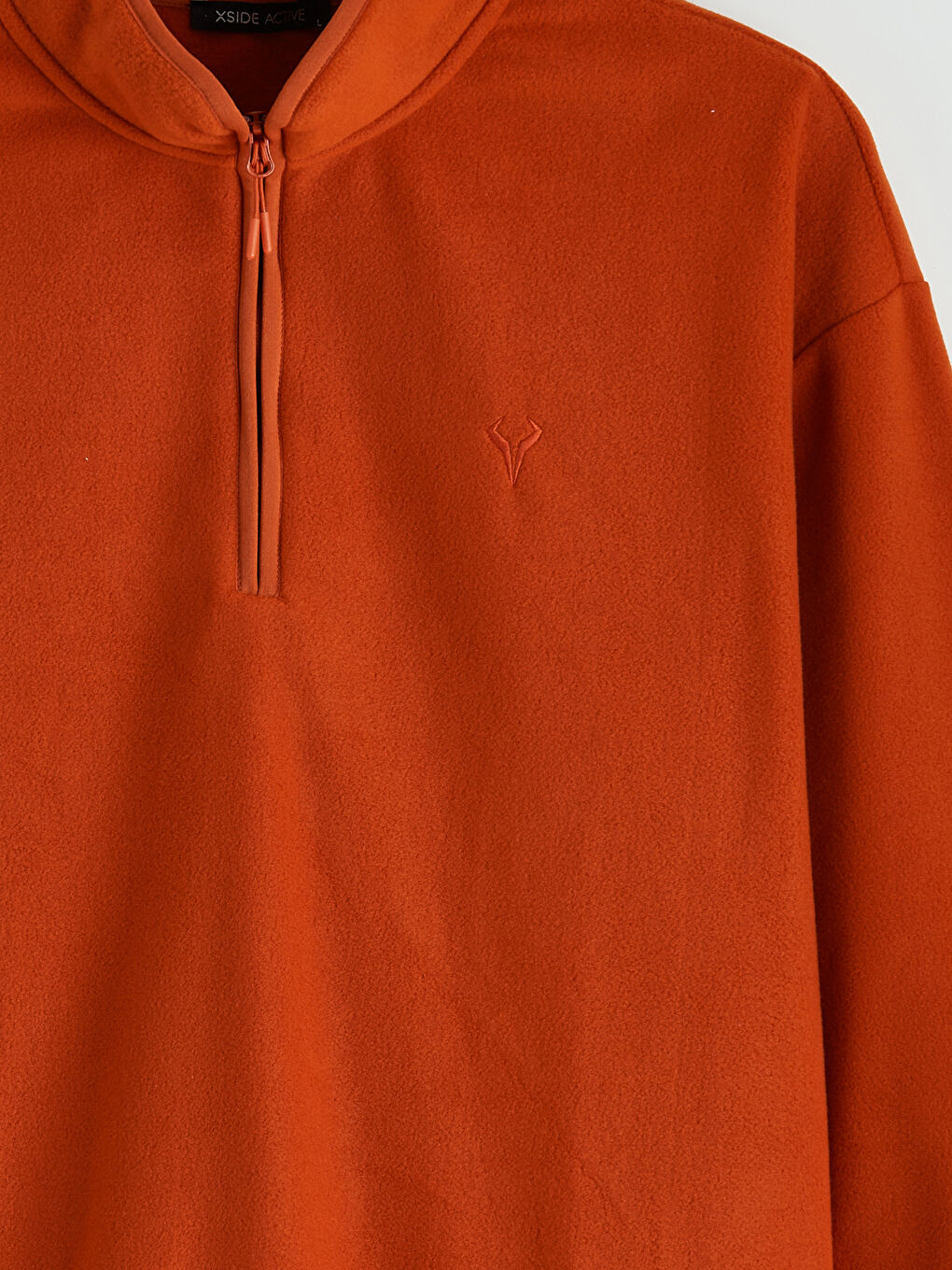 Turuncu Dik Yaka Nakışlı Polar Erkek Sweatshirt-4