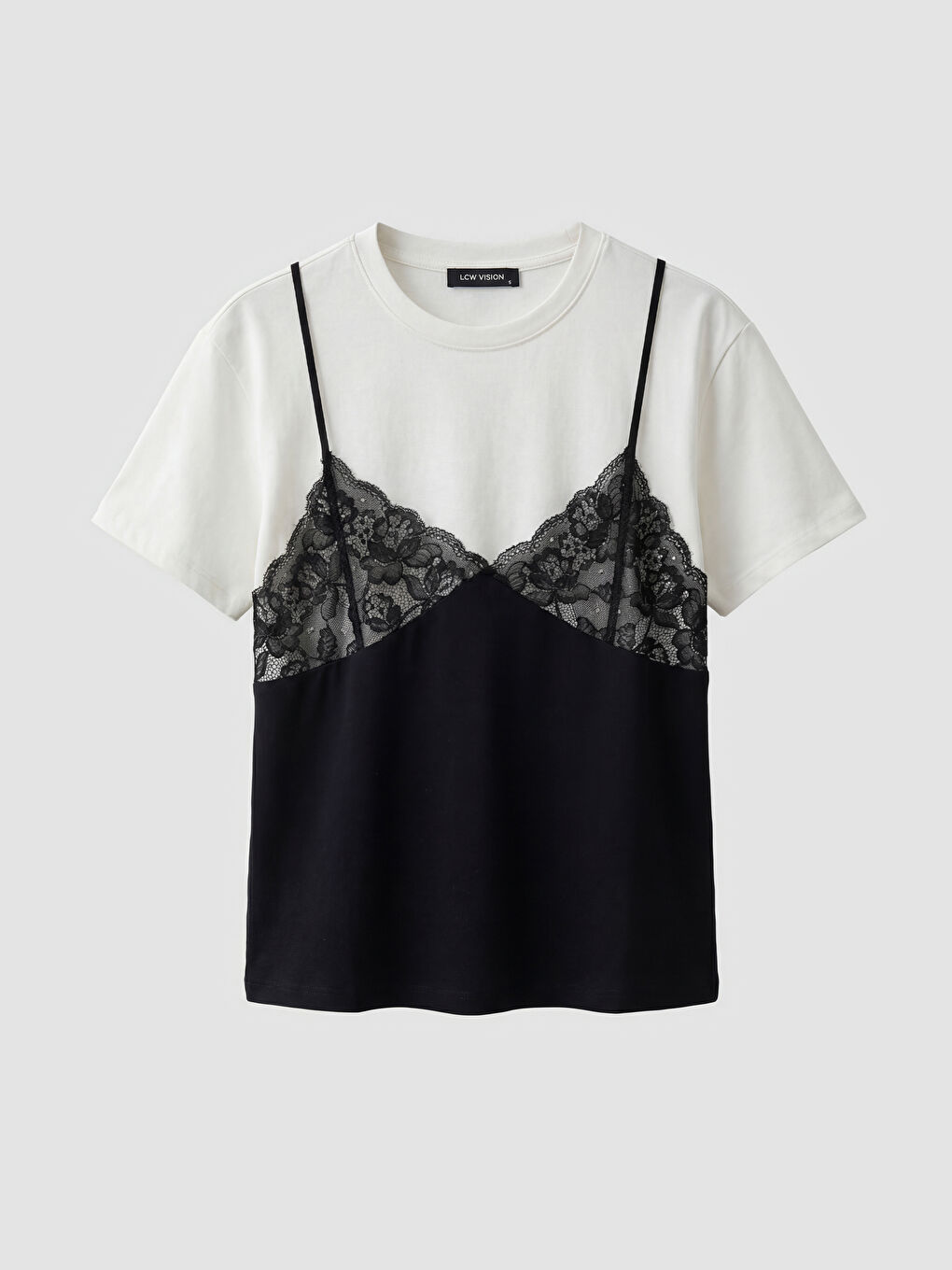 Ekru Bisiklet Yaka Dantel Detaylı Bluz