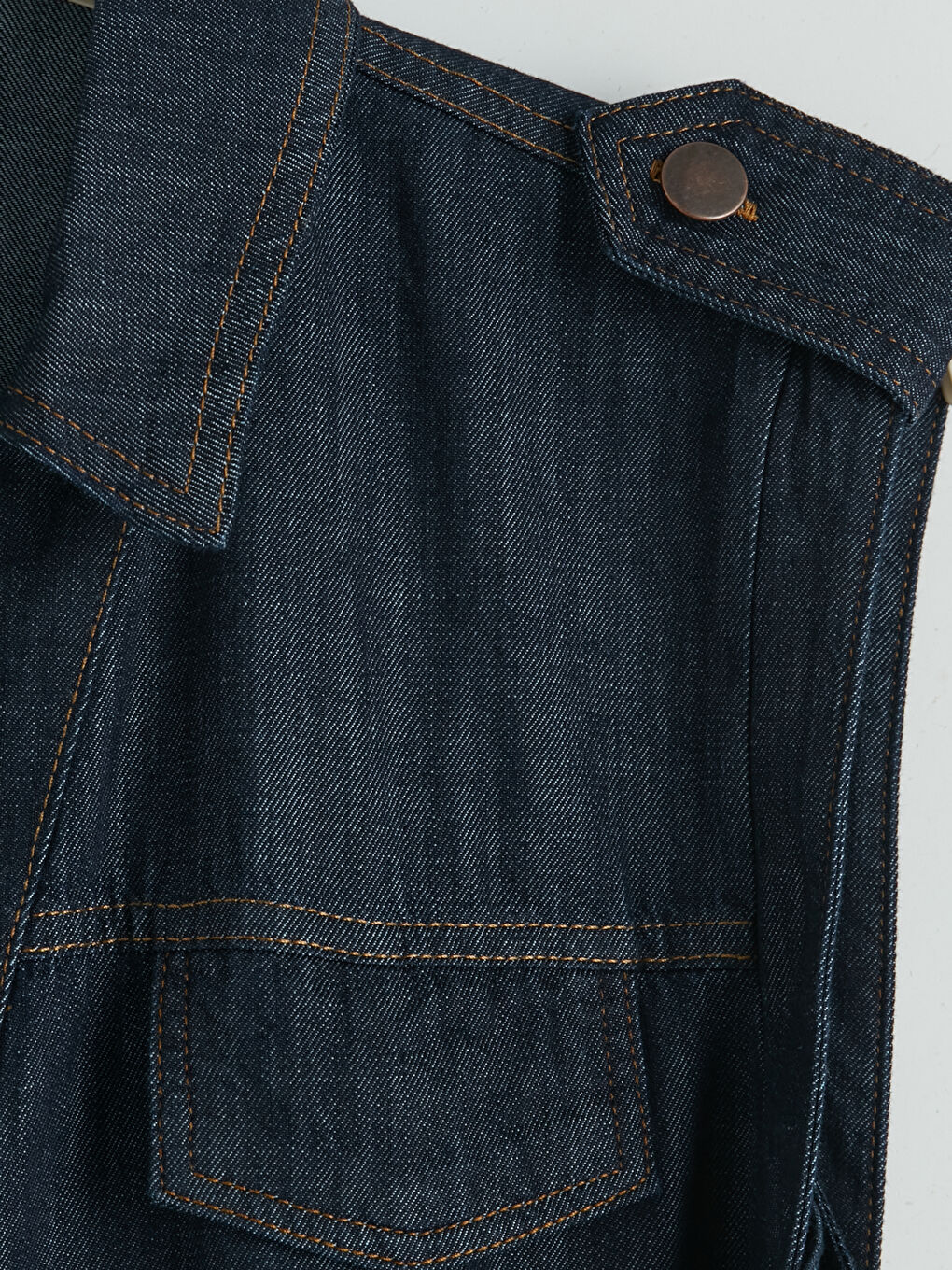 İndigo Gömlek Yaka Jean Elbise-6